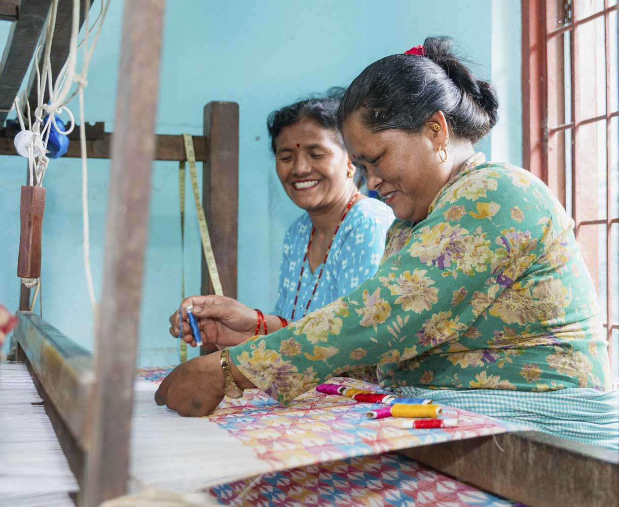 Nepali weaver at a traditional handloom